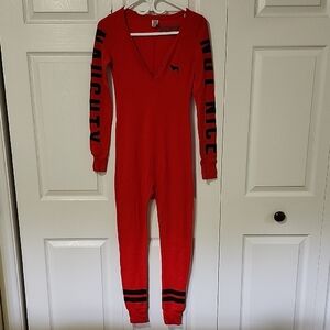 PINK Victoria's Secret Red Bodysuit with Black Accents